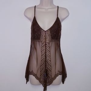 Wet Seal Very Sheer Size Small Beaded Tank Top. A